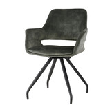 Livingfurn - Eetkamerstoel Capp Olijf - Stof - 61x61x83,5 - 2 stuks