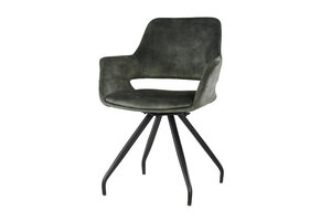 Livingfurn - Eetkamerstoel Capp Olijf - Stof - 61x61x83,5