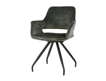 Livingfurn - Eetkamerstoel Capp Olijf - Stof - 61x61x83,5