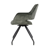 Livingfurn - Eetkamerstoel Capp Olijf - Stof - 61x61x83,5 - 2 stuks