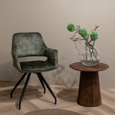 Livingfurn - Eetkamerstoel Capp Olijf - Stof - 61x61x83,5 - 2 stuks