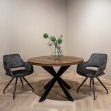 Livingfurn - Eetkamerstoel Capp Olijf - Stof - 61x61x83,5 - 2 stuks