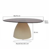 Brix - Salontafel Mylon - Beige - Glas - 86 cm