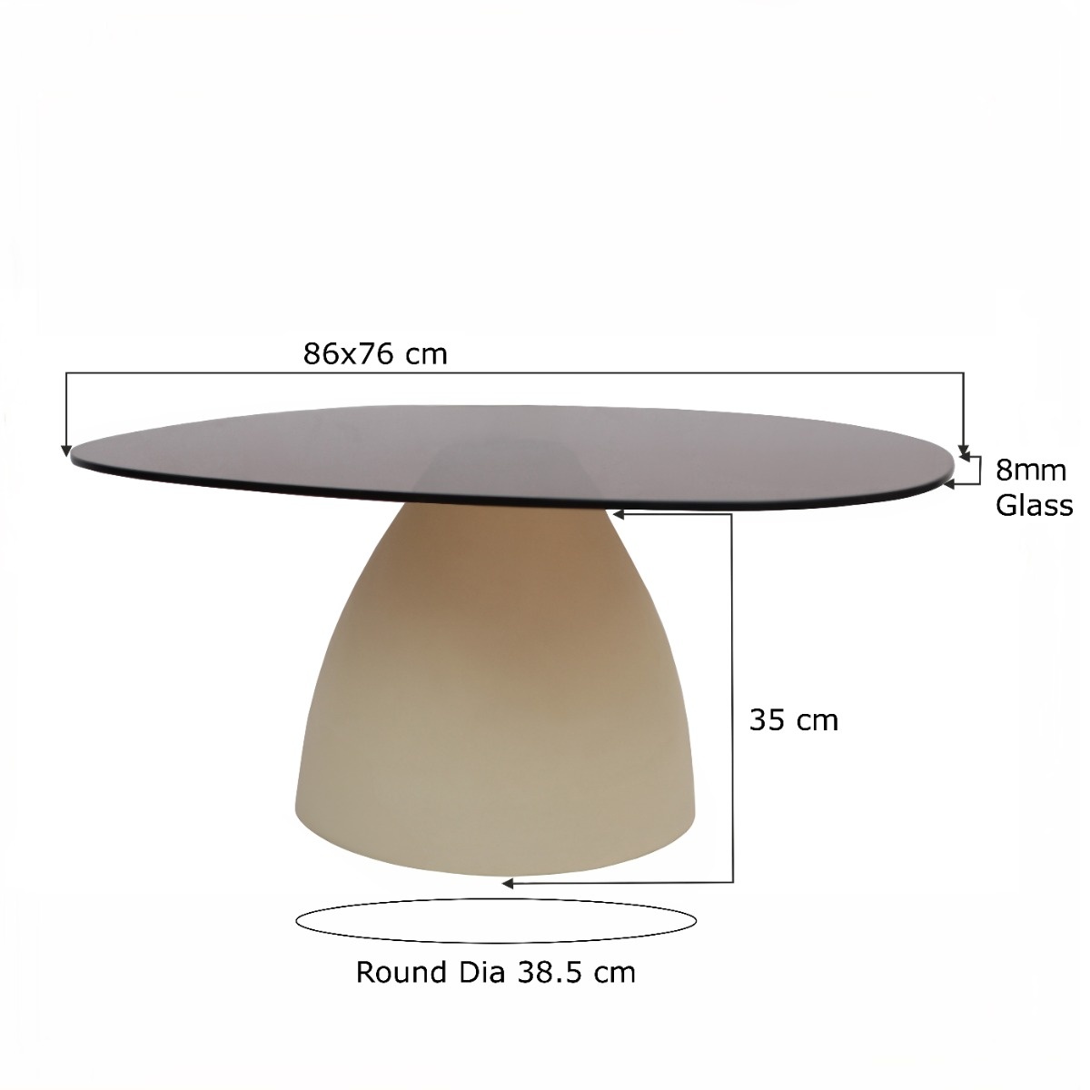 Brix - Salontafel Mylon - Beige - Glas - 86 cm