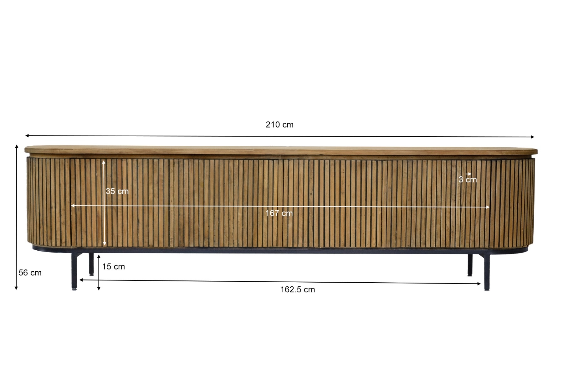 Livingfurn - TV-meubel - Lausanne - Teakhout - 210cm