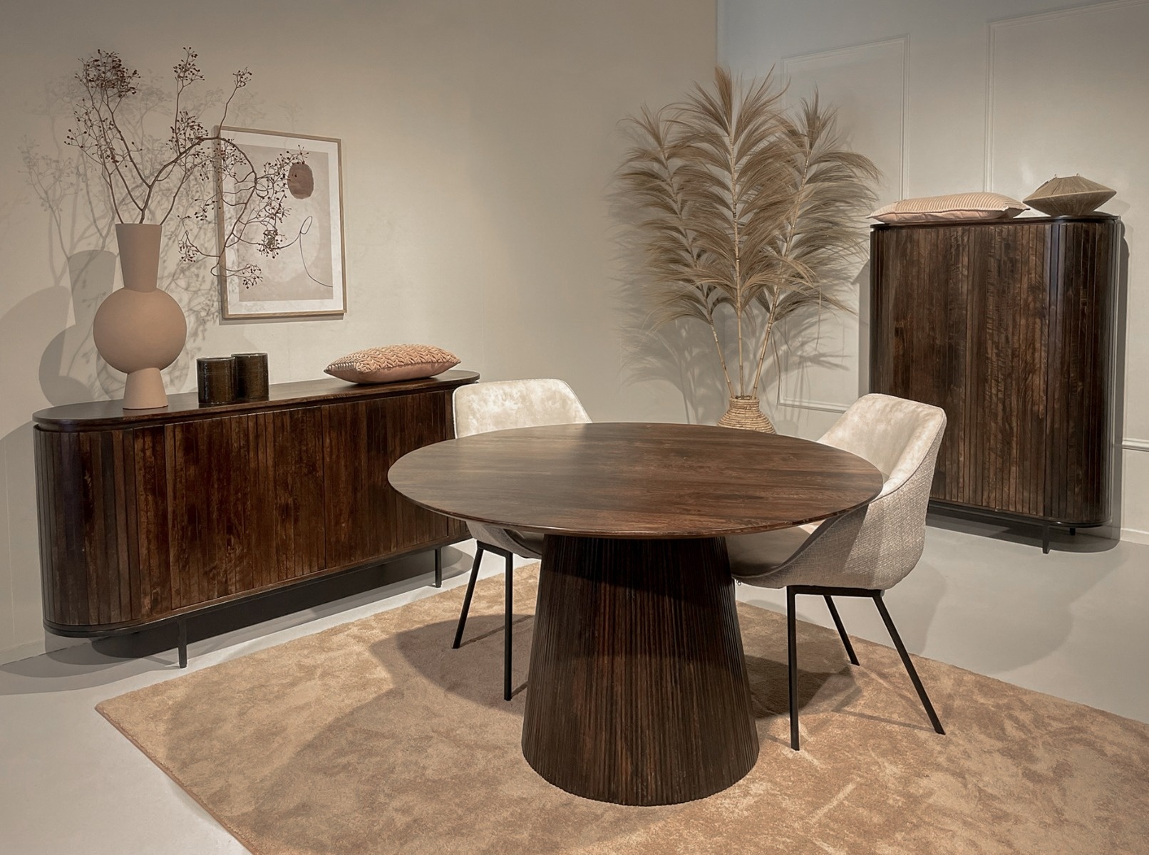 Livingfurn - Dressoir Noor Walnut 170cm - Mangohout / Gecoat Staal