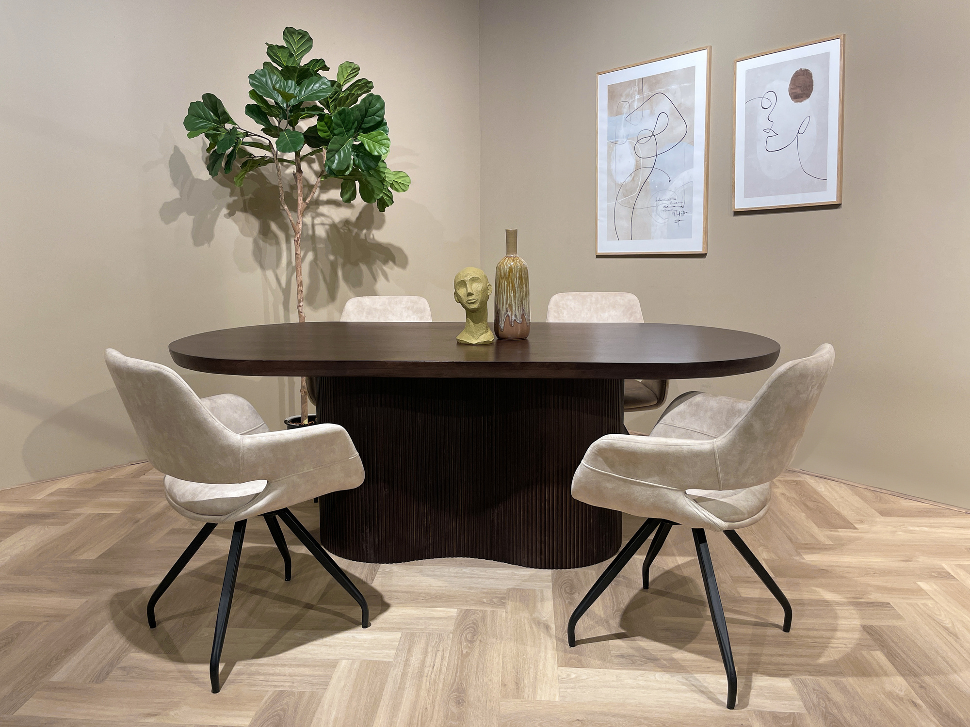Livingfurn - Eetkamertafel Sevilla Brown 220cm - Mangohout