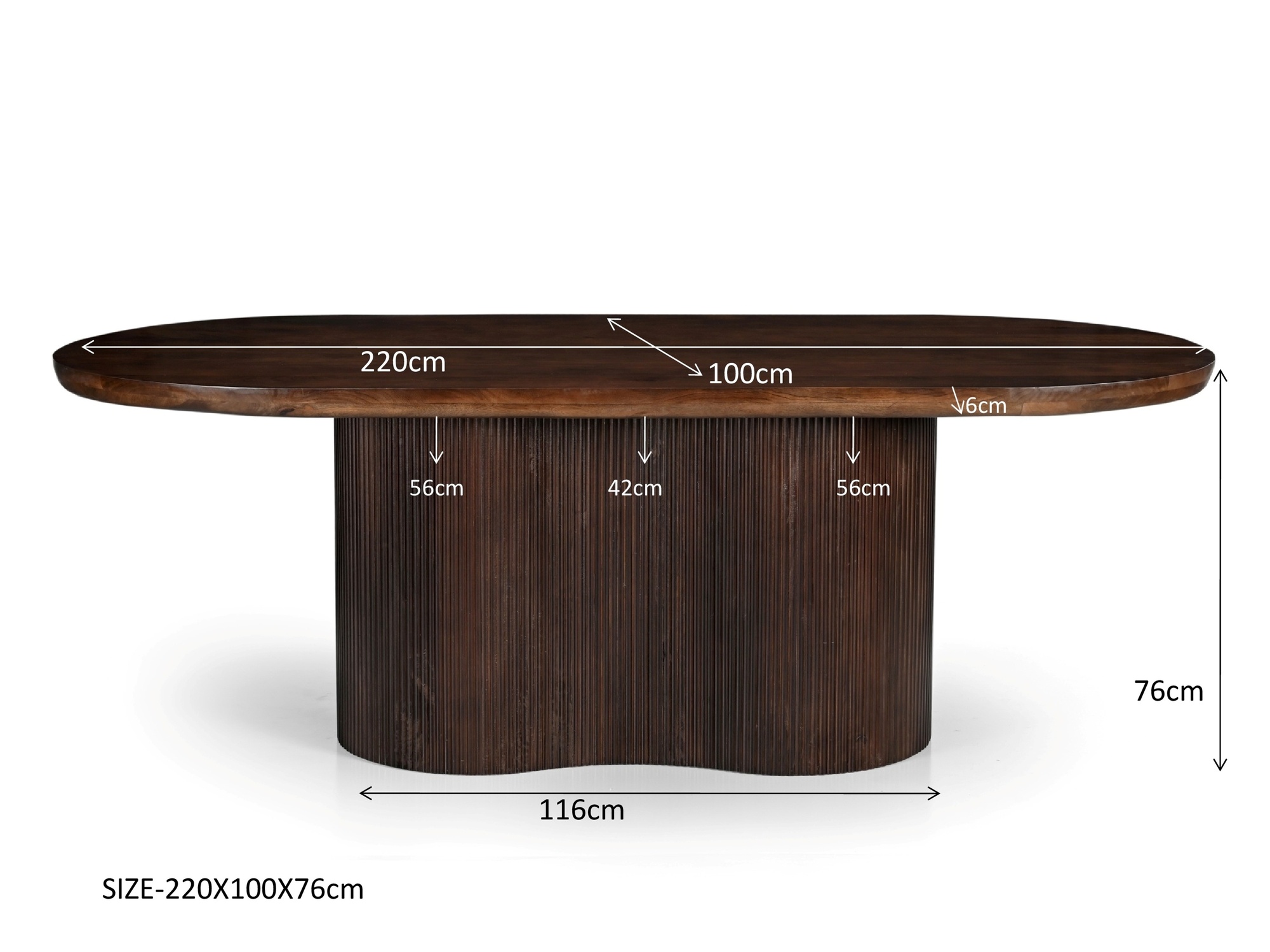 Livingfurn - Eetkamertafel Sevilla Brown 220cm - Mangohout