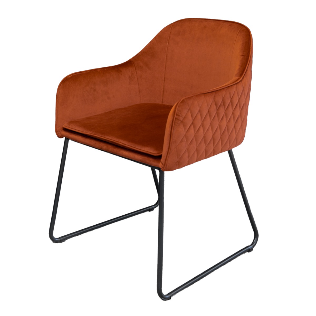 Livingfurn - Eetkamerstoel Benthe Rust Copper Velvet - Stof - 57x48x82