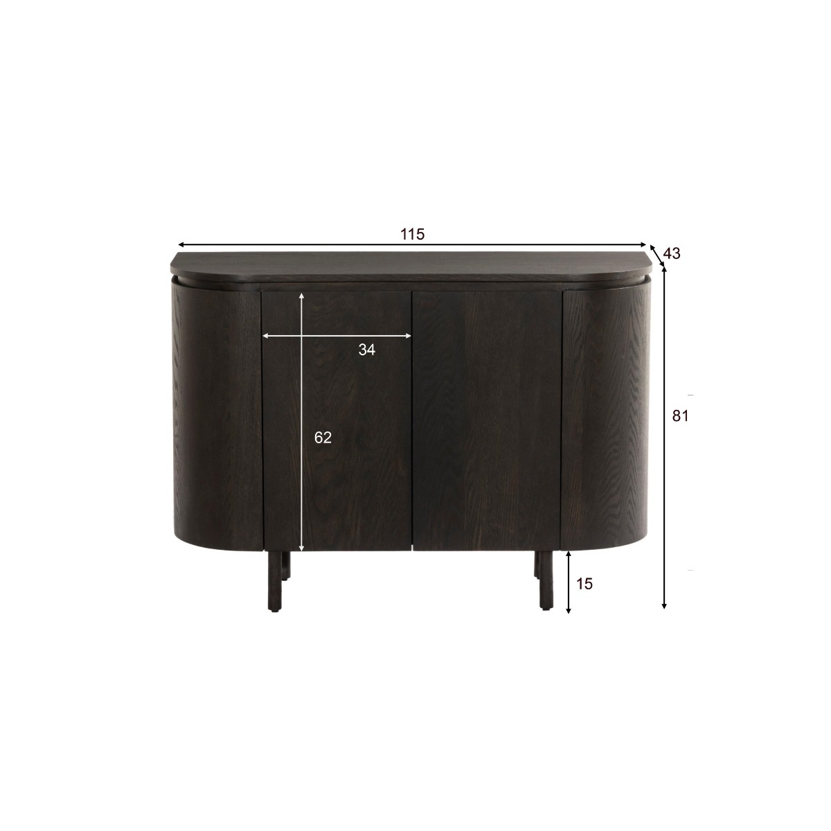 Livingfurn - Dressoir - Tobago Espresso 115cm - Bruin