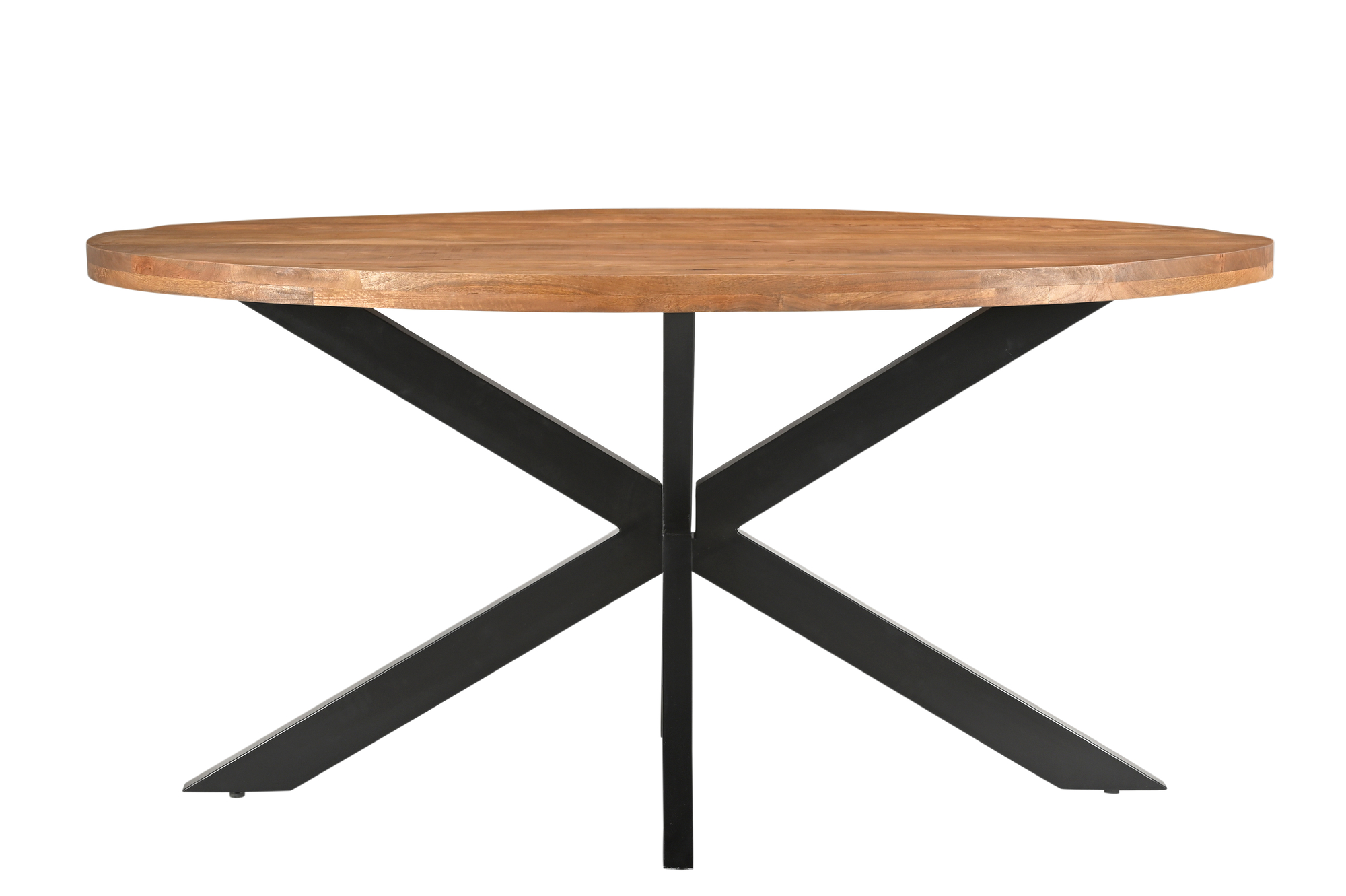 Livingfurn - Eetkamertafel Rocky Oval 180 cm - Mangohout / Gecoat Staal