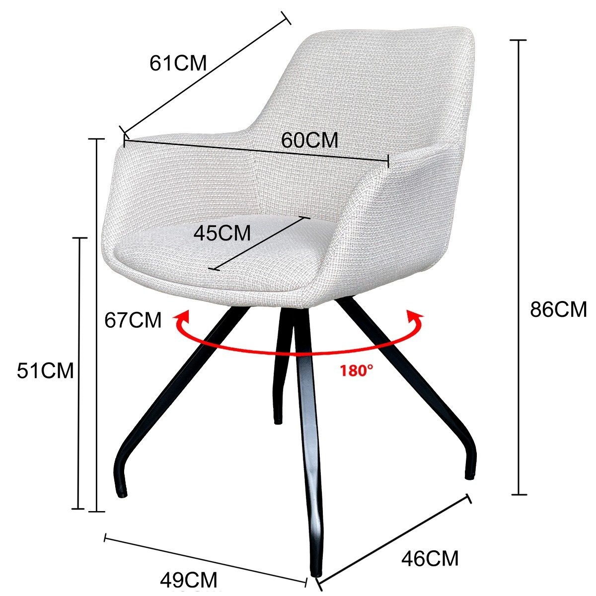 Livingfurn - Eetkamerstoel Duke Sand - Beige - 1 stuk