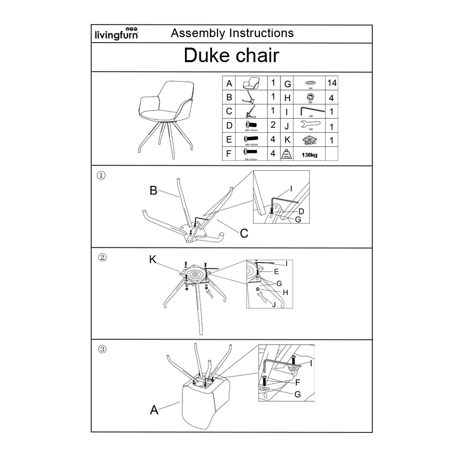 Livingfurn - Eetkamerstoel Duke Sand - Beige - 1 stuk