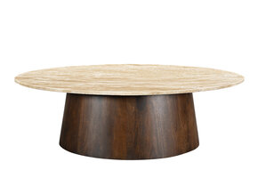 Livingfurn - Salontafel Valentino Oval 120cm - Mangohout / Travertin