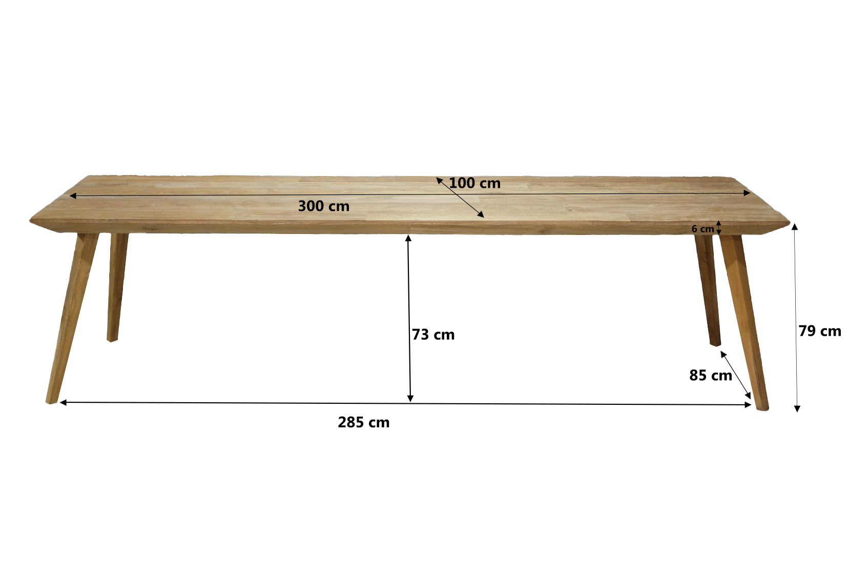 Livingfurn - Eetkamertafel Tomar 300cm - Teakhout