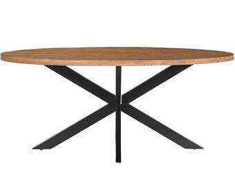 Livingfurn - Eetkamertafel Rocky Oval 240 cm - Mangohout / Gecoat Staal