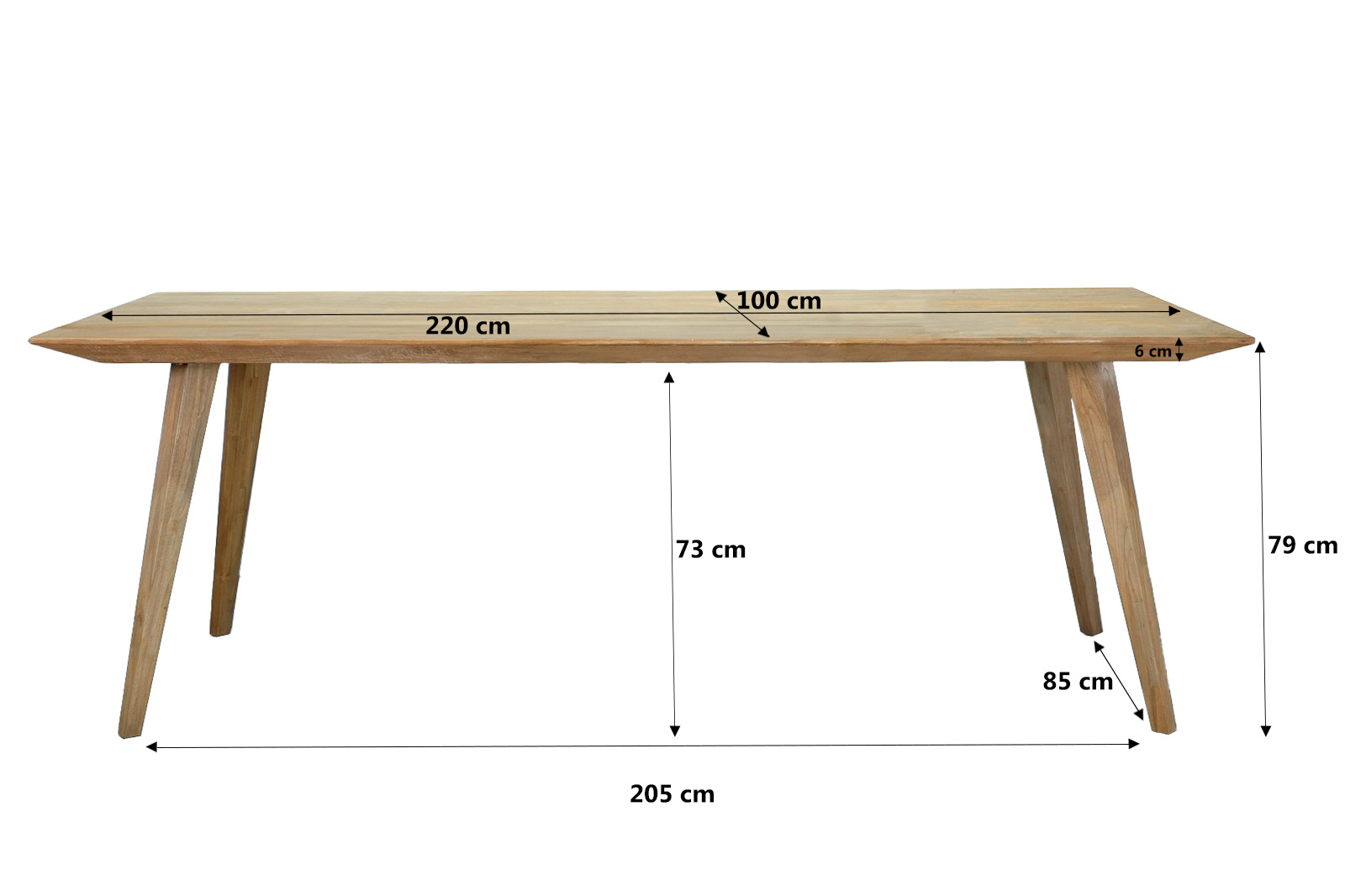 Livingfurn - Eetkamertafel Tomar 220cm - Teakhout
