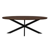 Livingfurn - Eetkamertafel Jesper Oval Brown 210 cm - Mangohout / Gecoat Staal