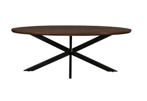 Livingfurn - Eetkamertafel Jesper Oval Brown 210 cm - Mangohout / Gecoat Staal