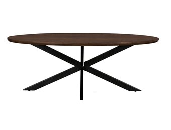 Livingfurn - Eetkamertafel Jesper Oval Brown 210 cm - Mangohout / Gecoat Staal