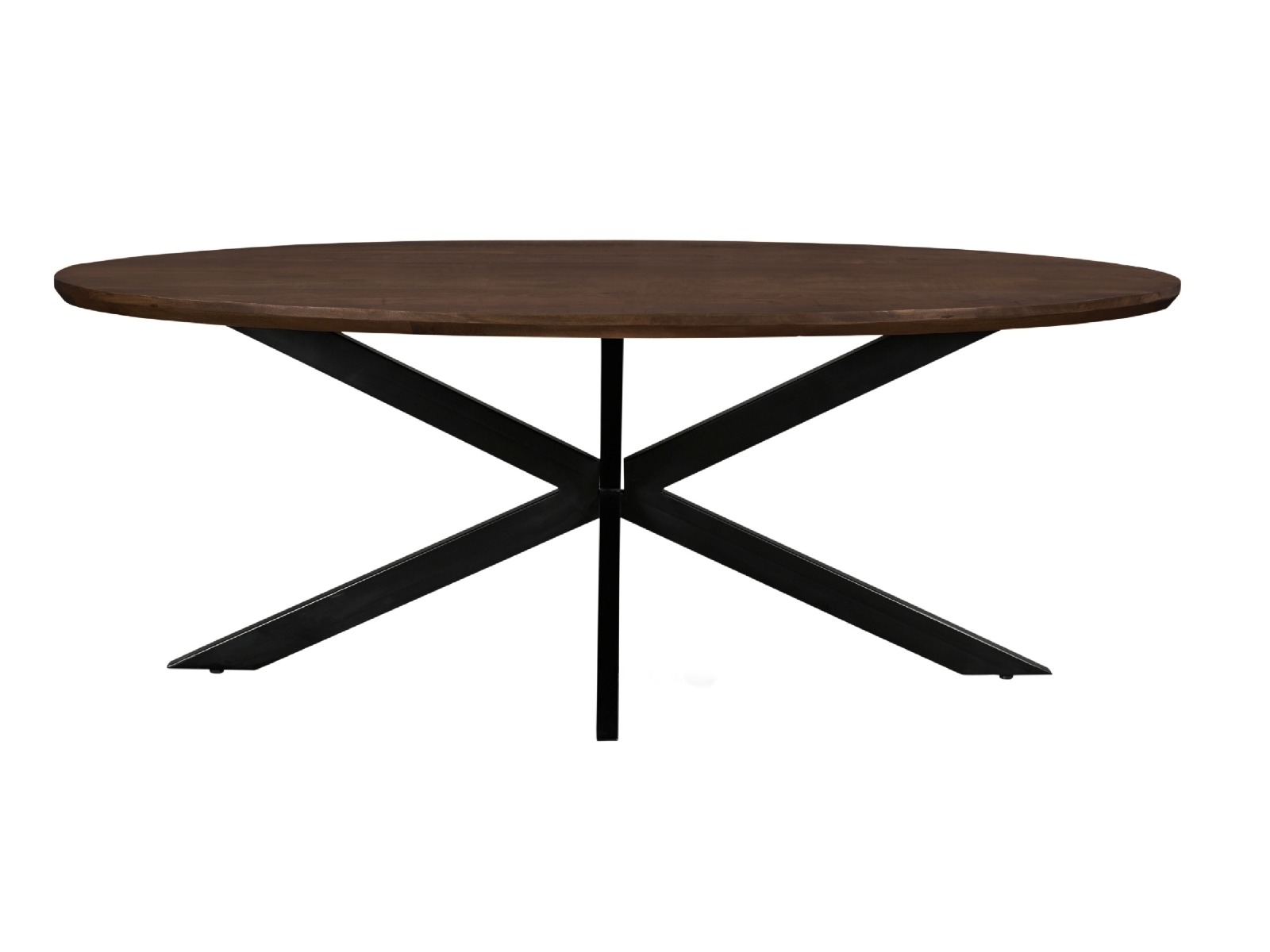 Livingfurn - Eetkamertafel Jesper Oval Brown 210 cm - Mangohout / Gecoat Staal