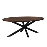 Livingfurn - Eetkamertafel Jesper Oval Brown 210 cm - Mangohout / Gecoat Staal
