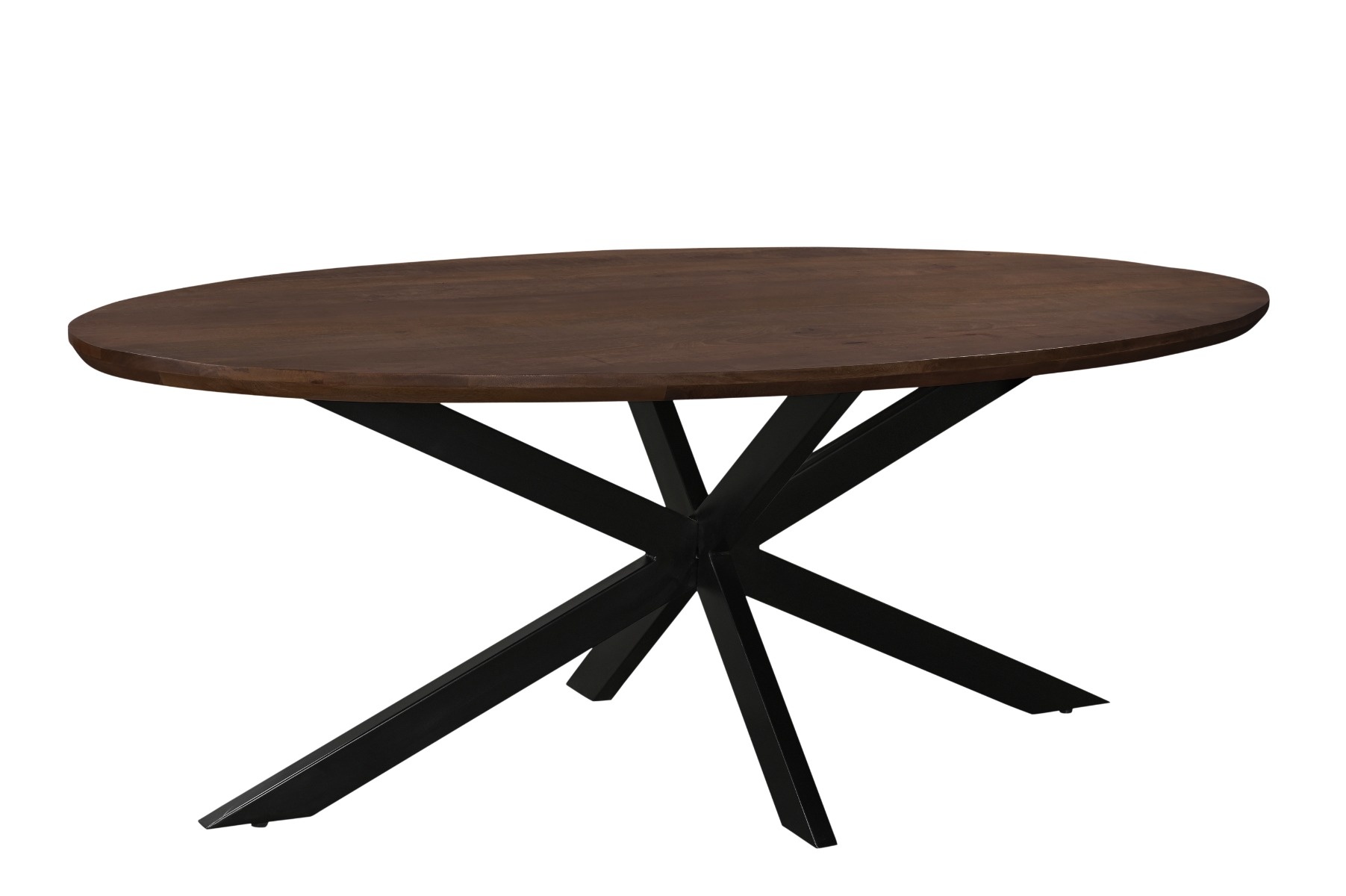 Livingfurn - Eetkamertafel Jesper Oval Brown 210 cm - Mangohout / Gecoat Staal