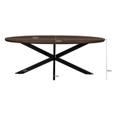 Livingfurn - Eetkamertafel Jesper Oval Brown 210 cm - Mangohout / Gecoat Staal