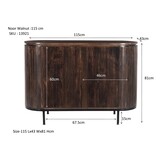 Livingfurn - Dressoir Noor Walnut 115cm - Mangohout / Gecoat Staal