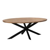 Livingfurn - Eetkamertafel Jesper Oval 210 cm - Mangohout / Gecoat Staal