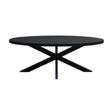 Livingfurn - Zwart Ovale Eetkamertafel -  -  Mango Hout  - 240 cm