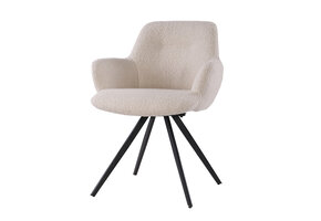 Livingfurn - Eetkamerstoel Doreen Boucle - Beige - 2 stuks