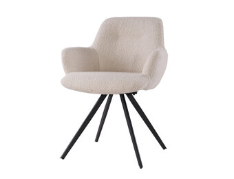 Livingfurn - Eetkamerstoel Doreen Boucle - Beige - 2 stuks