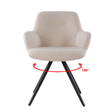 Livingfurn - Eetkamerstoel Doreen Boucle - Beige - 2 stuks