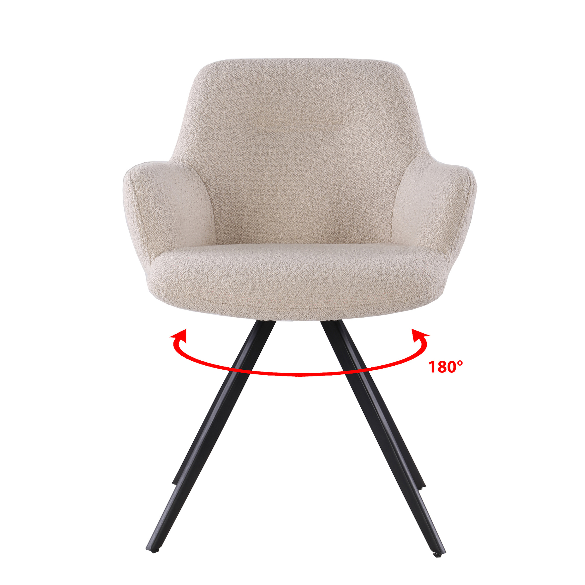 Livingfurn - Eetkamerstoel Doreen Boucle - Beige - 2 stuks