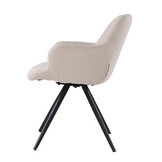 Livingfurn - Eetkamerstoel Doreen Boucle - Beige - 2 stuks