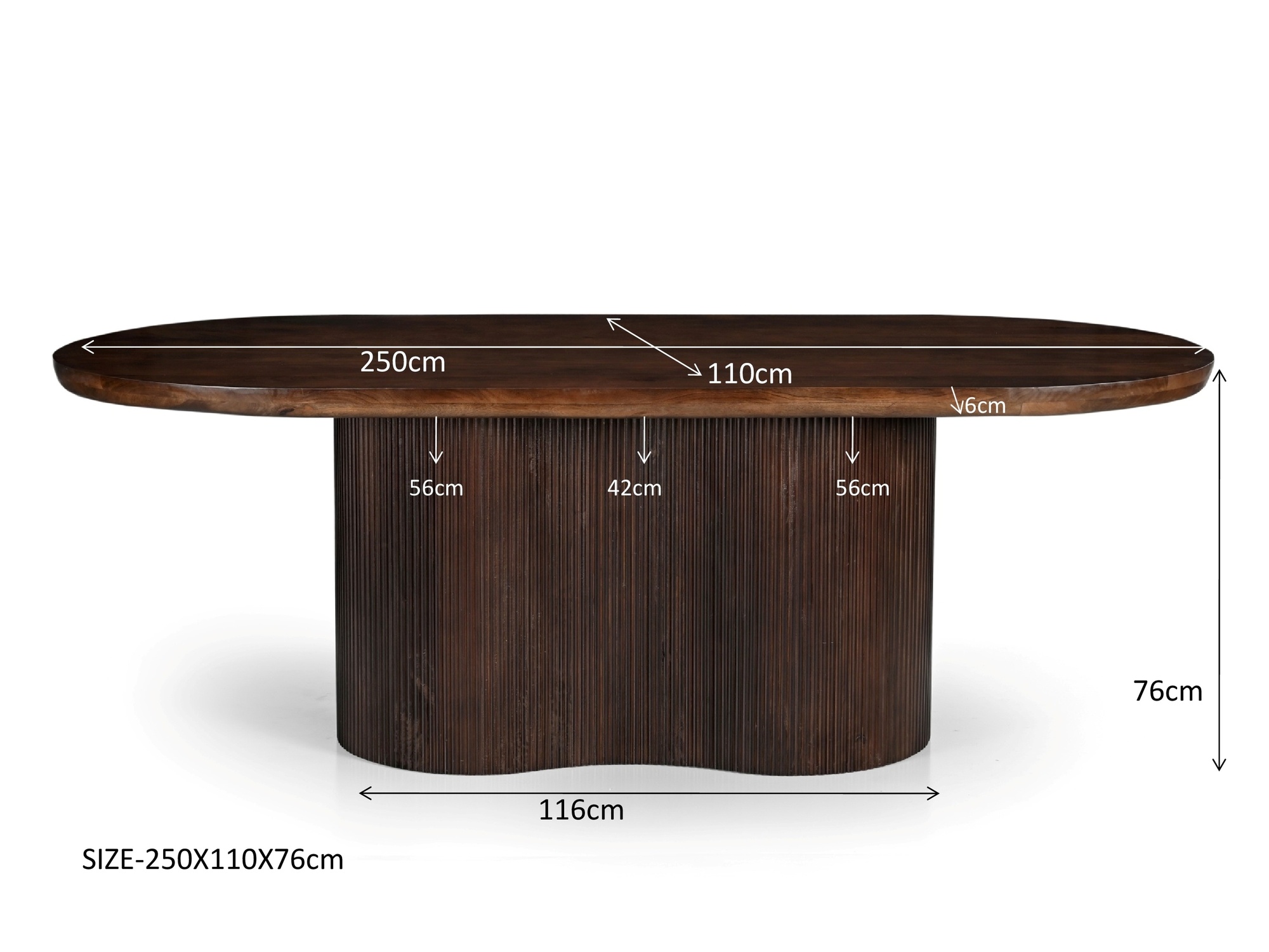 Livingfurn - Eetkamertafel Sevilla Brown 250cm - Mangohout