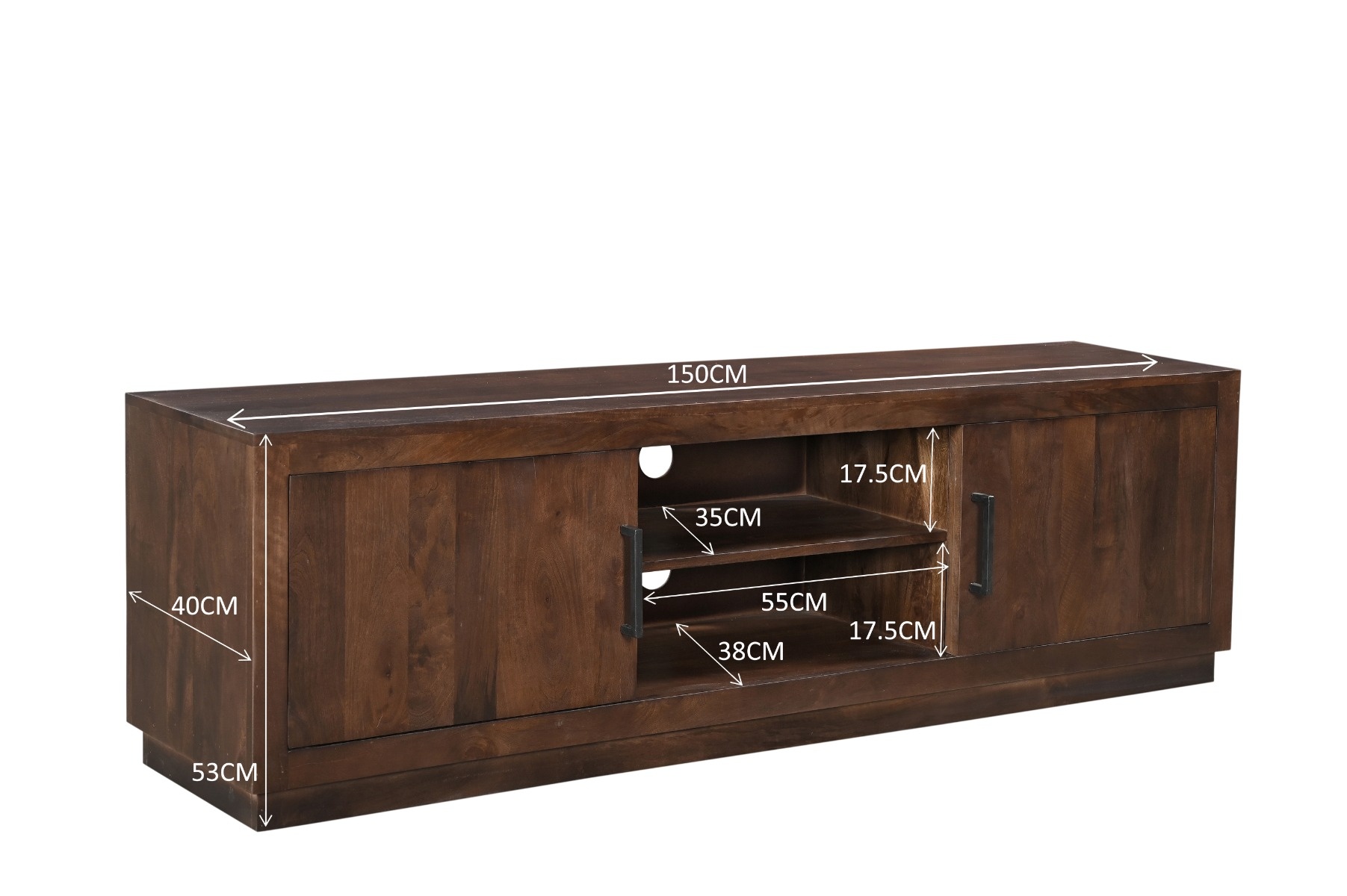 Livingfurn - TV Meubel Jaxx Brown 150cm - Mangohout