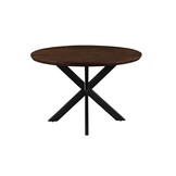 Livingfurn - Eetkamertafel Jesper Round Brown 120cm - Mangohout / Gecoat Staal