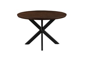 Livingfurn - Eetkamertafel Jesper Round Brown 120cm - Mangohout / Gecoat Staal