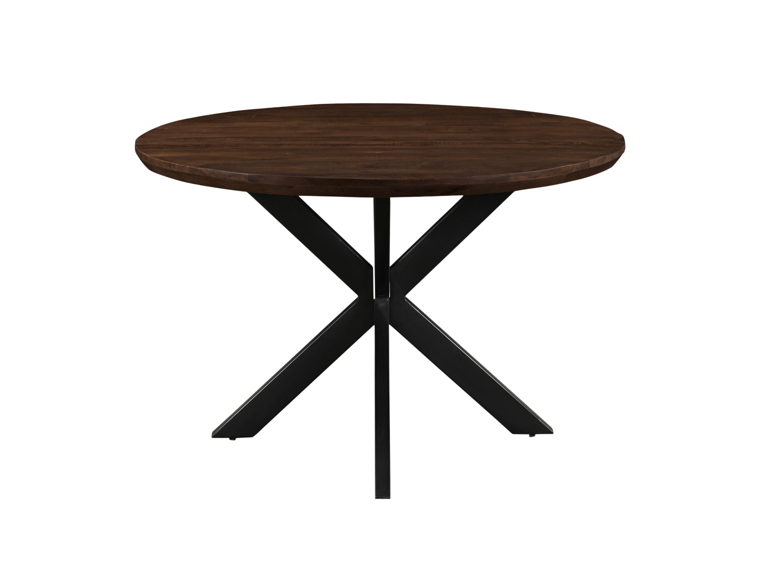 Livingfurn - Eetkamertafel Jesper Round Brown 120cm - Mangohout / Gecoat Staal