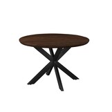 Livingfurn - Eetkamertafel Jesper Round Brown 120cm - Mangohout / Gecoat Staal