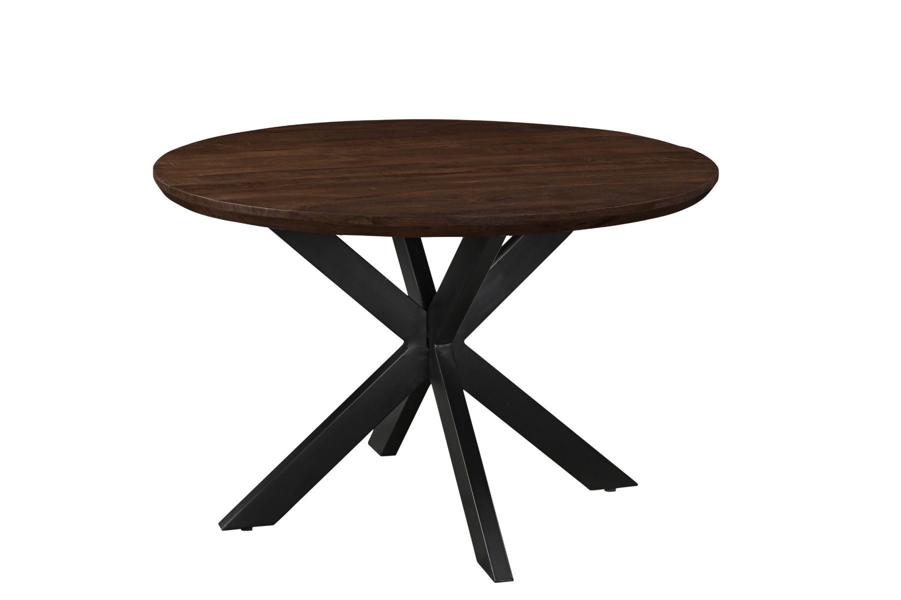 Livingfurn - Eetkamertafel Jesper Round Brown 120cm - Mangohout / Gecoat Staal