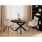 Livingfurn - Eetkamertafel Jesper Round Brown 120cm - Mangohout / Gecoat Staal