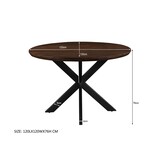 Livingfurn - Eetkamertafel Jesper Round Brown 120cm - Mangohout / Gecoat Staal
