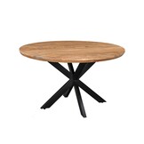 Livingfurn - Eetkamertafel Jesper Round 150cm - Mangohout / Gecoat Staal