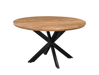 Livingfurn - Eetkamertafel Jesper Round 150cm - Mangohout / Gecoat Staal