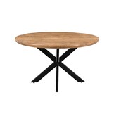 Livingfurn - Eetkamertafel Jesper Round 150cm - Mangohout / Gecoat Staal