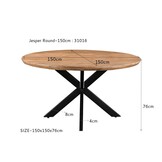 Livingfurn - Eetkamertafel Jesper Round 150cm - Mangohout / Gecoat Staal