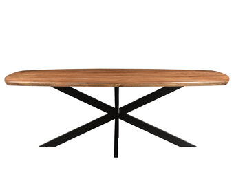 Livingfurn - Eetkamertafel Jesper Danish Oval 230cm - Mangohout / Gecoat Staal